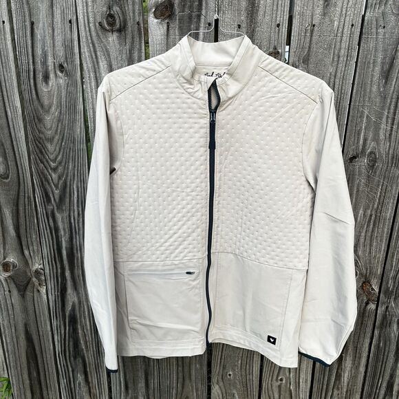 Bad Birdie Golf Hybrid Jacket Men's Medium Beige Water Repellant Softshell - Picture 2 of 16